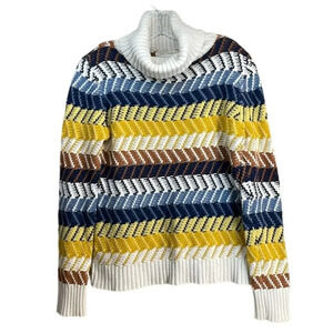 Women's Lovestitch Retro‎ Chunky Chevron Striped Turtleneck Sweater Size Medium